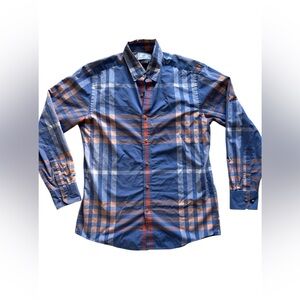 Southern Tide Blue Beach Plaid Trim Fit Long Sleeve Button Down Collared Shirt